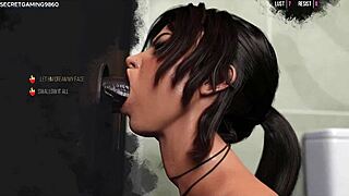 Busty Lara Croft Sucks BBC at Glory Hole