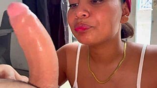 Latina shows off riding big cock at the street door
