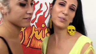 young italian lesbian luna dark competes with milf clara caleo in amateur sex