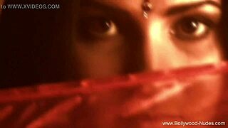 Erotic belly dancing performed by a nude brunette beauty in a teasing manner.