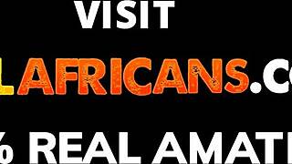 Ebony fitness babe rides trainer's huge black cock in doggystyle