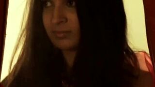 Erotic belly dancing performed by a nude brunette beauty in a teasing manner.