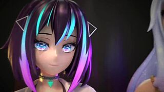 hentai vtuber elfie love, christmas suit dildo action in 3d vrchat?