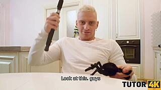 Lekcje biologii robią się gorące, gdy facet pieprzy dojrzałą rosyjską korepetytorkę w pończochach