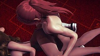 Necenzurované hentai 3D s Hermi v trojici hándžob creampie cum v ústach