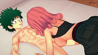 My Hero Academia hentai'de Mei Hatsume Deku ile 69 yapıyor, sonra sikini biniyor