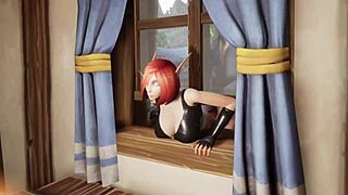 Pencuri Elf Terjebak di Jendela Game Whorecraft Dapat Ngentot Hentai 3D Kasar Aksi Pantat dan Memek