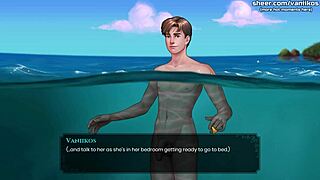 Красотка-блондинка 18+ с большими сиськами получает подводный публичный анал в хентае.