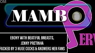 Belle brésilienne ébène Jenny Pretinha twerke avant triple martelage de bites