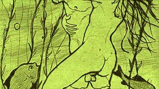 रेट्रो इरोटिक ऐनिमेशन विंटेज ऐनिमे वाइब्स के साथ। बोल्ड हेंटाई एक्शन क्लासिक कार्टून स्टाइल में।